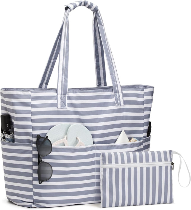 Ultimate Beach Tote Bag | Waterproof & Sandproof Large Bag with Zipper | Foldable Design for Easy Travel and Storage