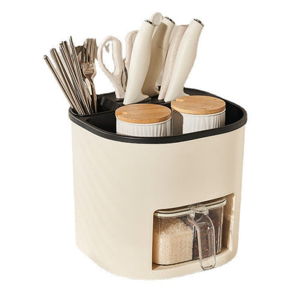 360° Rotating Utensil Holder with 4 Compartments | Durable Organizer for Effortless Kitchen Access