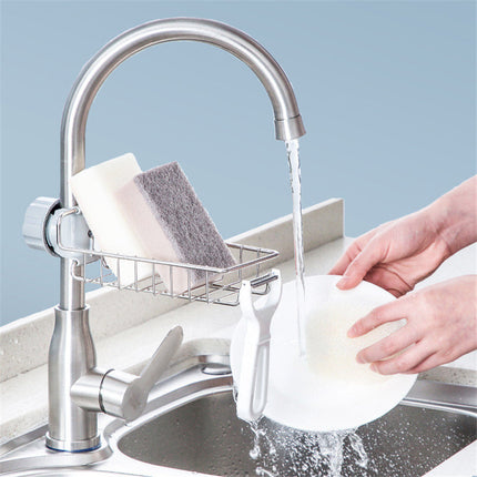 Adjustable Stainless Steel Sink Drain Rack with Clip-On Design | Space-Saving Solution for Kitchen and Bathroom Organization
