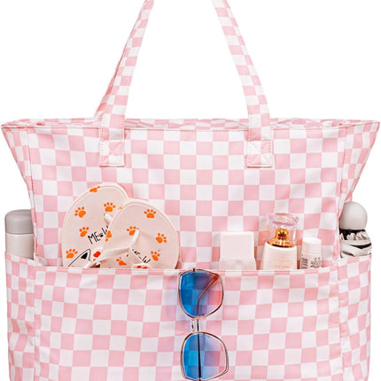Vepine | Extra Large Waterproof Beach Tote Bag with Wet Compartment | Stylish Carry-On for Weekend Travel