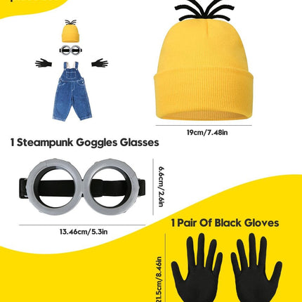Halloween Costume Accessories, Yellow Hat with Goggles and Gloves