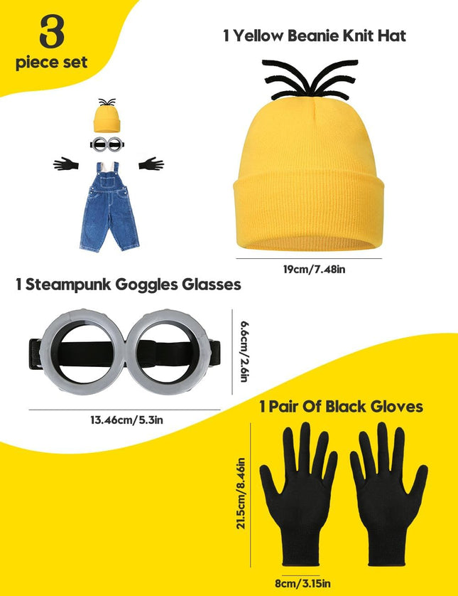 Halloween Costume Accessories, Yellow Hat with Goggles and Gloves