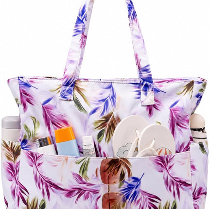 Coastal Collection | Large Waterproof Beach Tote Bag with Zipper & Wet Pocket | Versatile for Travel, Gym, and Grocery