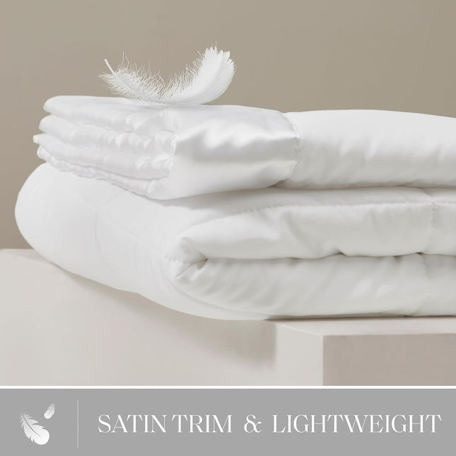 Windom Collection | Down Alternative Blanket with Moisture-Wicking Treatment | Lightweight & Soft Bed Cover for All Seasons, Satin Trim