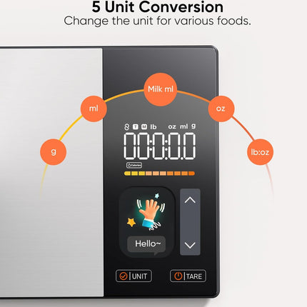 Smart Nutrition Scale | Digital Food Scale with TFT Display & App Integration | Track Calories, Fat, Carbs & Protein for Healthy Meal Prep