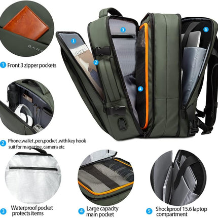 Expandable Travel Backpack, Laptop Backpack with Wet Pouch – image 28