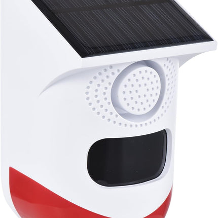 Motion Sensor Alarm Outdoor, Solar Motion Detector Alarm with 120dB Siren and Strobe, Burglar Alarm with Remote Control