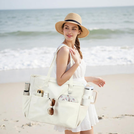 Coastal Escape | Extra Large Waterproof Beach Tote Bag with Wet Compartment | Stylish Carry-On for Weekend Getaways