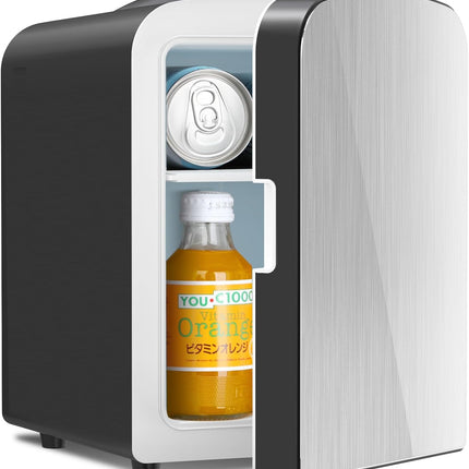 Compact Mini Fridge | Small Fridge 4L Portable Cooler with Adjustable Shelves | Ideal for Medication, Skincare, Beverages & Snacks in Bedroom, Car, or Office