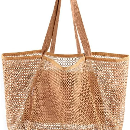 Summer Vibes | Mesh Beach Tote Bag with Large Inner Pocket | Sandproof Design for Effortless Travel
