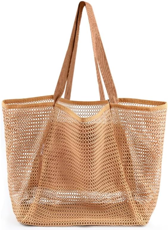 Summer Vibes | Mesh Beach Tote Bag with Large Inner Pocket | Sandproof Design for Effortless Travel
