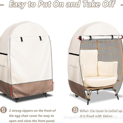 Egg Chair Cover Waterproof with Double Zipper, Patio Furniture Covers for Hanging Egg Chair – image 7