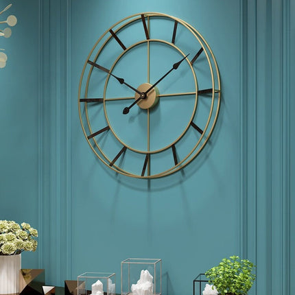 Large Wall Clock for Living Room, Gold and Black Metal Wall Clock – image 4