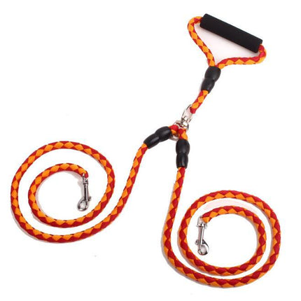Pet Double Leash with Heavy-Duty Reflective Threads | Comfortable 360-Degree Design for Safe Dog Walking