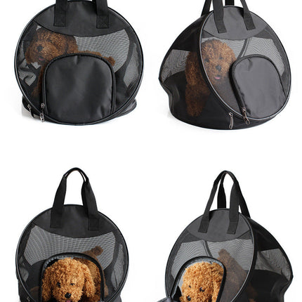 Portable Breathable Pet Carrier with Mesh Windows | Durable Polyester Handbag for Comfortable Travel