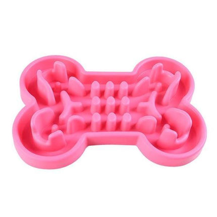 Slow Feeder Pet Bowl with Bone Puzzle Design | Silicone Dish for Healthy Eating Habits