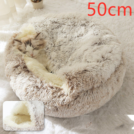 Plush Round Pet Bed for Dogs and Cats with Cozy Crystal Velvet | 2-in-1 Design for Ultimate Warmth and Comfort