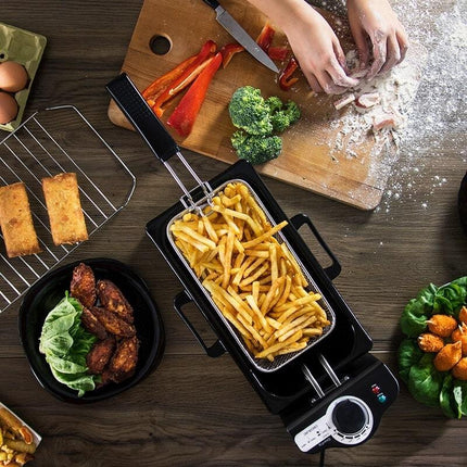 2000W Electric French Fryer with Teflon Coating | Advanced Temperature Control for Crispy Homemade Fries