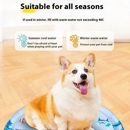 Summer Cooling Pet Water Bed with Fish Design | Inflatable Ice Pad for Dogs and Cats