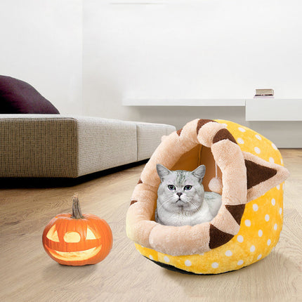Semi-Closed Pet Bed with Washable Cushion | Cozy Sleeping Space for Dogs and Cats