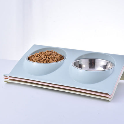 Stainless Steel Pet Double Bowl with Anti-Spatter Design | Easy to Clean and Safe Feeding for Dogs and Cats