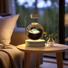 Crystal Glass LED Night Light with 3D Pattern | USB Rechargeable Home Decor for Warm Ambiance