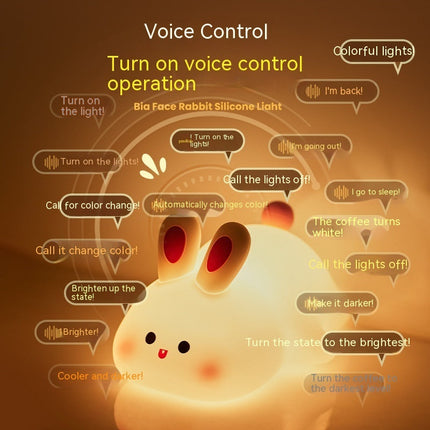 Touch Sensor LED Rabbit Night Light with 3 Brightness Levels | Soft Silicone Bedside Lamp for Kids' Comfort and Safety