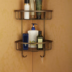 Double-layer triangular bathroom shelves