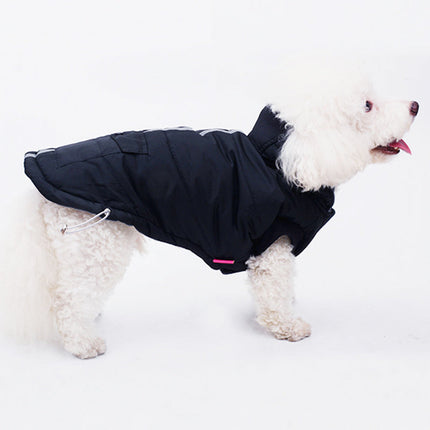 Dog Winter Coat with Insulating Cotton & Reflective Strips | Stylish Black Coat for Warmth and Safety