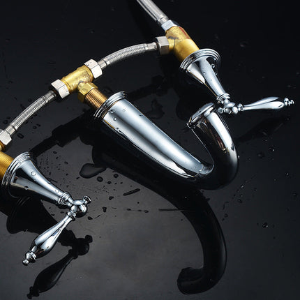 Widespread Bathroom Faucet with 2 Lever Handles, 3 Hole Brass Bathroom Faucet