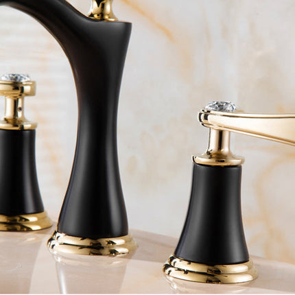 Bathroom Faucets, 3 Hole Copper Faucet with Aerator and Low Arc Spout