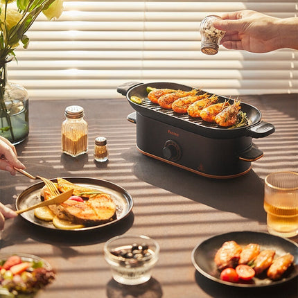 Mini Barbecue Plate Electric Grill with Titanium Black Finish | Compact Indoor & Outdoor Cooking for 1-2 People