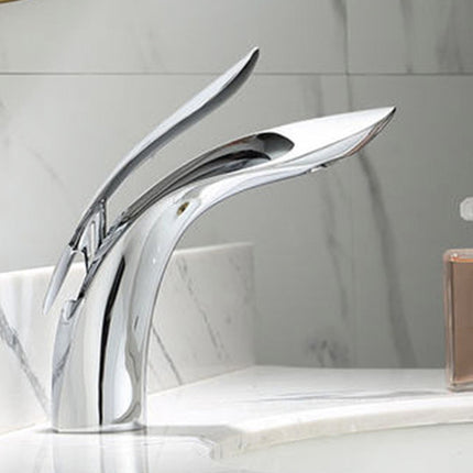 Single Hole Bathroom Faucet with Lever Handle, Round Modern Faucet for Bathroom – image 7