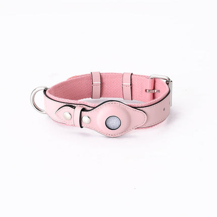 Airtag Leather Pet Collar with Adjustable Fit | Stylish Tracker Cover for Safety and Comfort