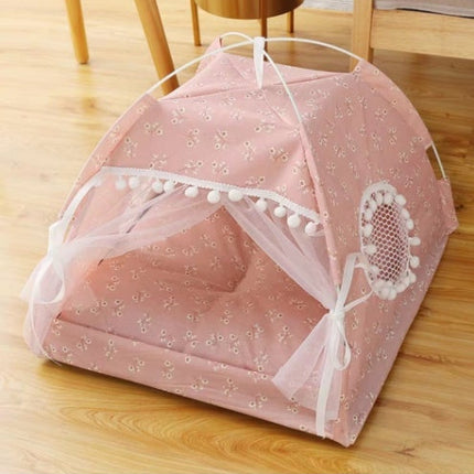 Semi-Enclosed Pet Bed with Breathable Cloth Design | Cozy Retreat for All Seasons and Sizes