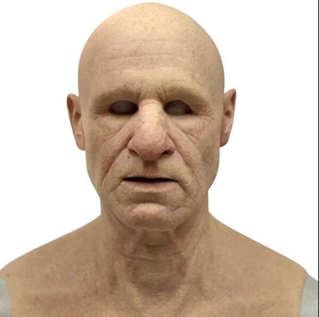 Halloween Mask for Adults, Realistic Old Man Mask with Movable Mouth