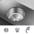 Stainless Steel Kitchen Sink Undermount, Round Single Bowl Undermount Sink, Small Kitchen Sink with Basket Strainer