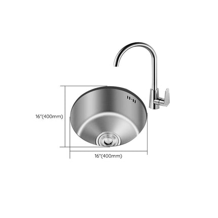 Stainless Steel Kitchen Sink Undermount, Round Single Bowl Undermount Sink, Small Kitchen Sink with Basket Strainer