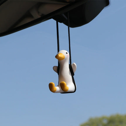 Cute Duck Hanging Ornament for Car Rearview Mirror | High-Quality Resin Pendant for Stress Relief and Decoration