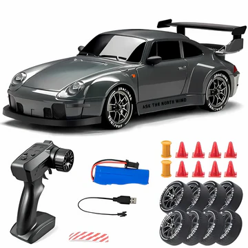 Remote Control Car, 4WD RC Drift Car with LED Lights, Rechargeable Electric RC Car with Racing and Drift Tires