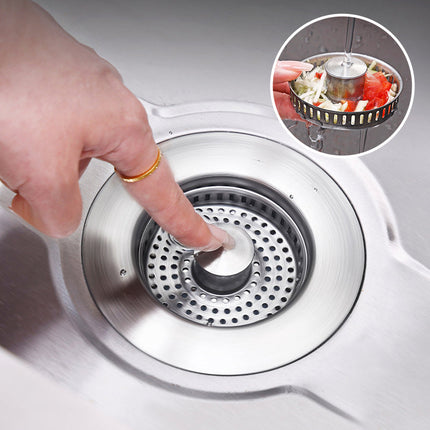 Kitchen Sink Strainer 3 in 1, Pop Up Sink Stopper with Odor Filter, Stainless Steel Sink Drain Strainer