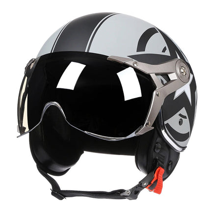 DOT Motorcycle Helmet with Bubble Visor, Vintage Cafe Racer Helmet – image 4