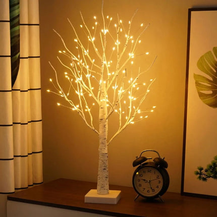 Nordic Birch Tree Light with 144 Warm White LEDs | Cordless Decorative Accent for Cozy Ambiance
