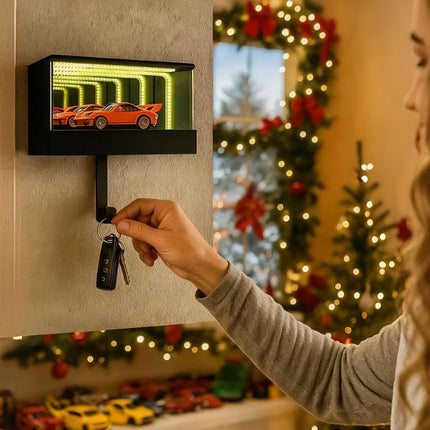 Illuminated Key Hanger with Motion-Activated Lighting | Infinity-Mirror Design for Modern Entryways