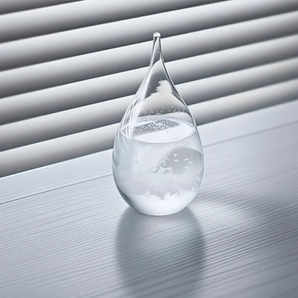 Weather Glow Display with Color-Changing Crystals | Captivating Temperature Indicator in Glass and Wood