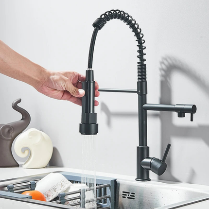 Pull Down Kitchen Faucet with Sprayer, Kitchen Sink Faucet with Dual Swivel Spout – image 8