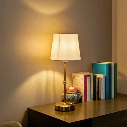 Dimmable Table Lamp with Rechargeable Design & Warm Light | Elegant Metal and Fabric for Cozy Ambiance