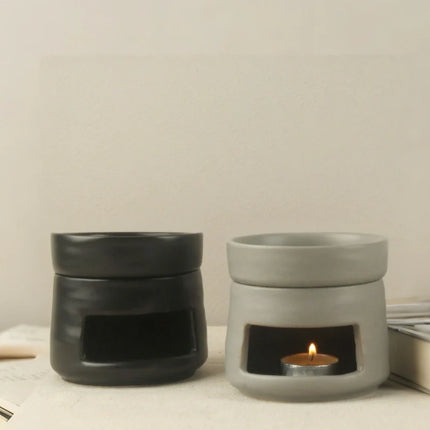 Ceramic Aromatherapy Diffuser with Dual-Chamber Design | Natural Elegance for Calming Scents and Soft Candle Glow
