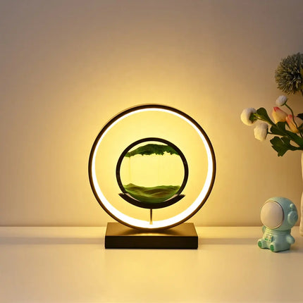 Dimmable Horizon Lamp with LED Light Ring | Mesmerizing Sand Cascade for Tranquil Ambiance