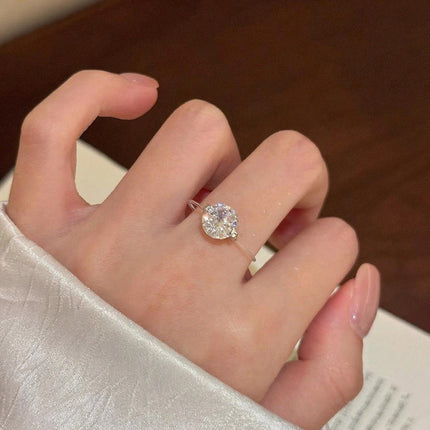 Moissanite Ring with Invisible Band, Dainty Statement Ring – image 4